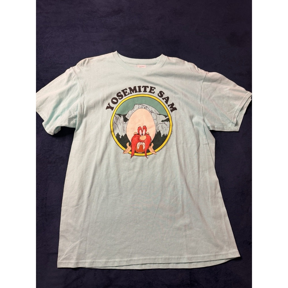 Vintage Yosemite Sam Looney Tunes Teal Green Graphic T-Shirt Mens Large Delta